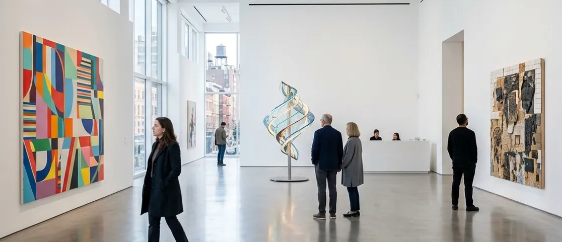 Clean minimalist contemporary art gallery interior in Chelsea