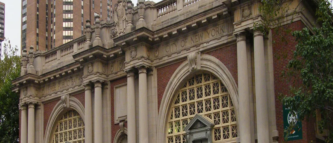Historic indoor lap swimming pool at Asser Levy Recreation Center in Manhattan