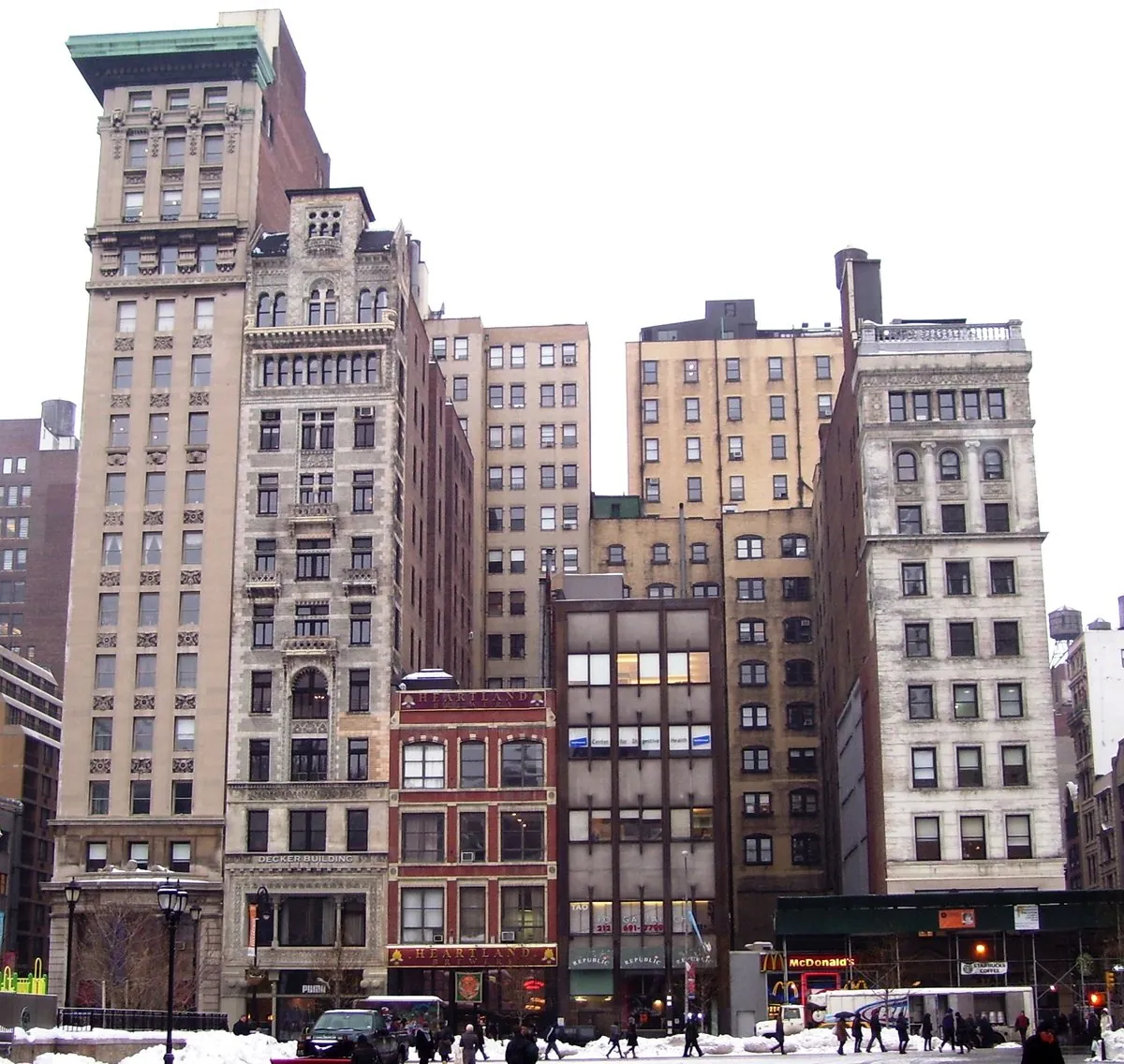 Commercial storefront and coffee shop building on Union Square West