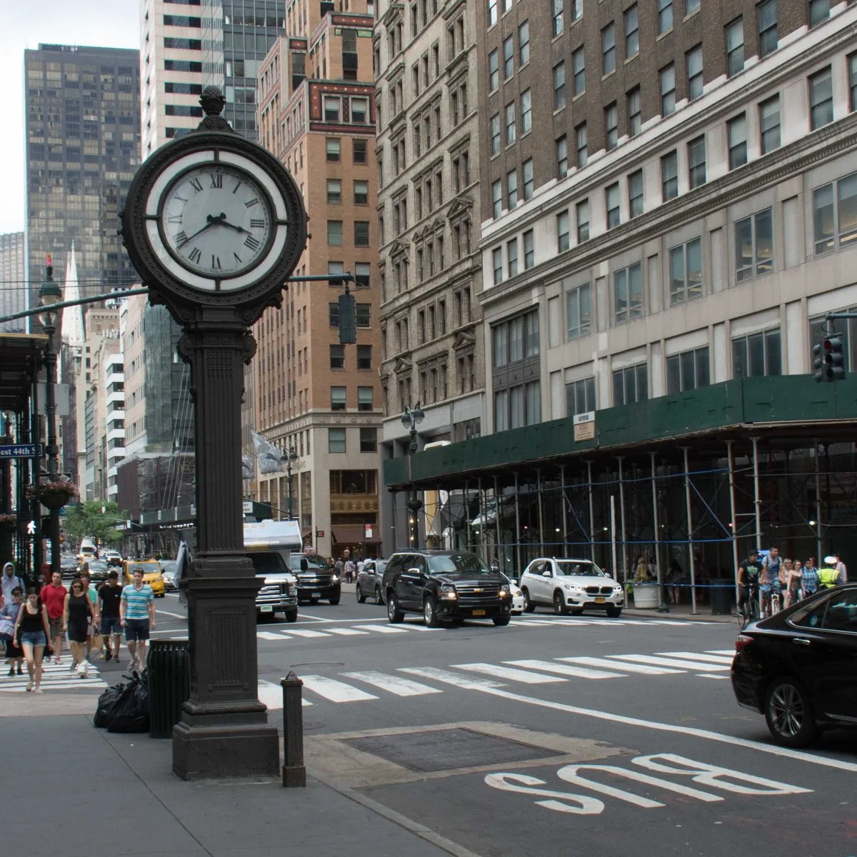 Historic sidewalk street clock on 5th Avenue in Manhattan